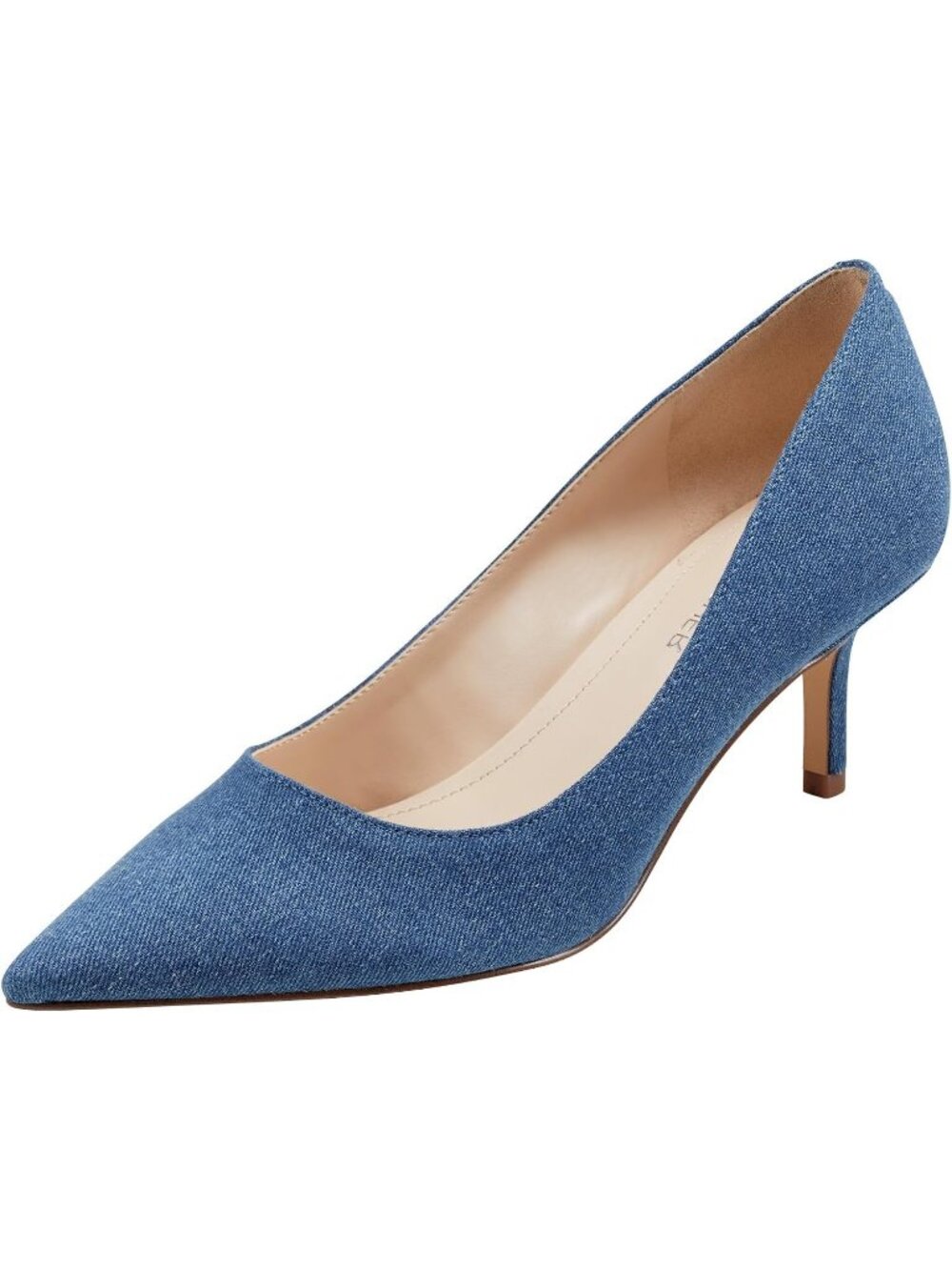 Women Blue Denim Modern Pointed Toe Alola Dress Casual Pumps Pull On Heel Shoes